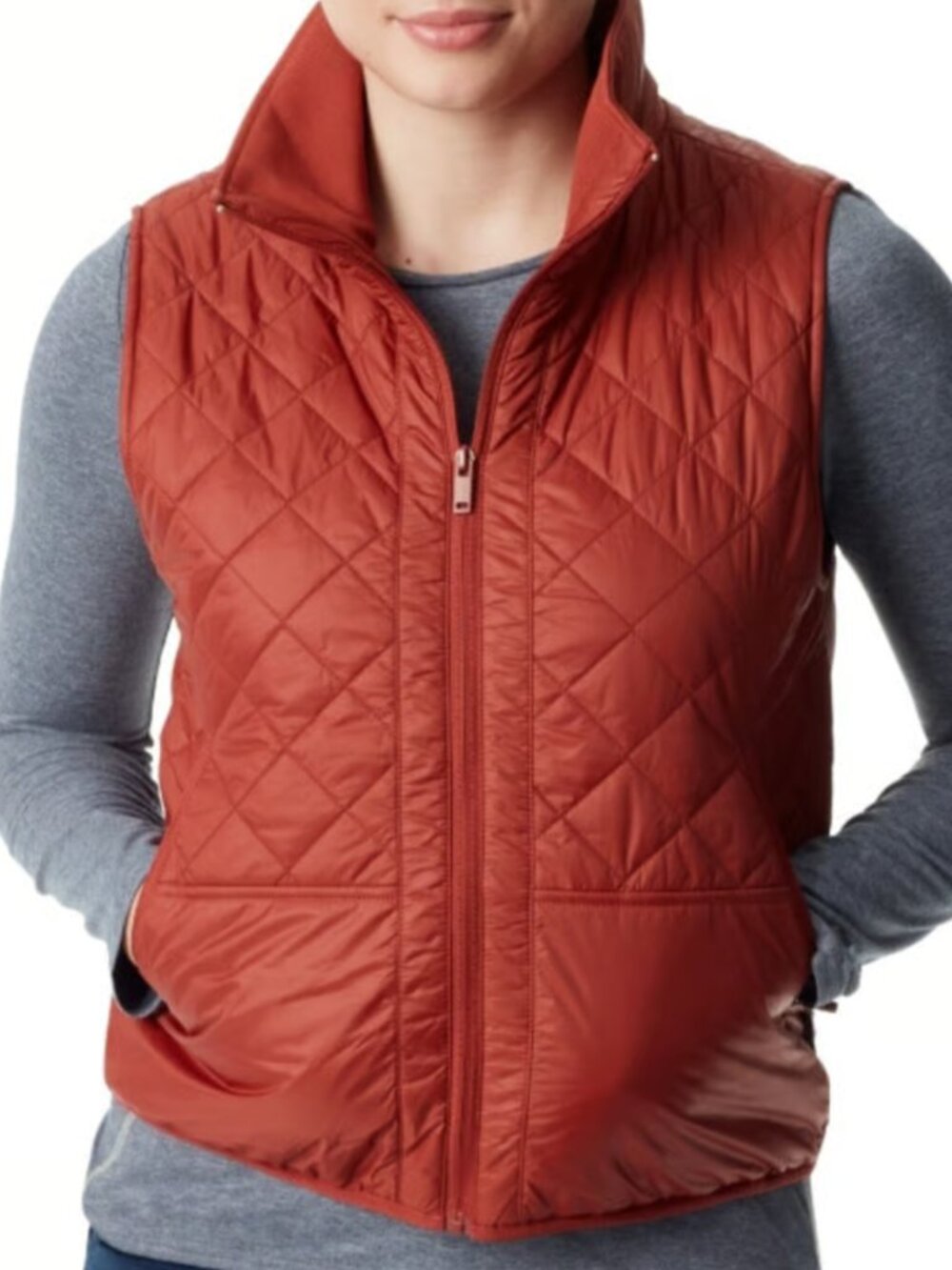 Bass Women's Outdoor Quilted Vest in Rust Orange Size M